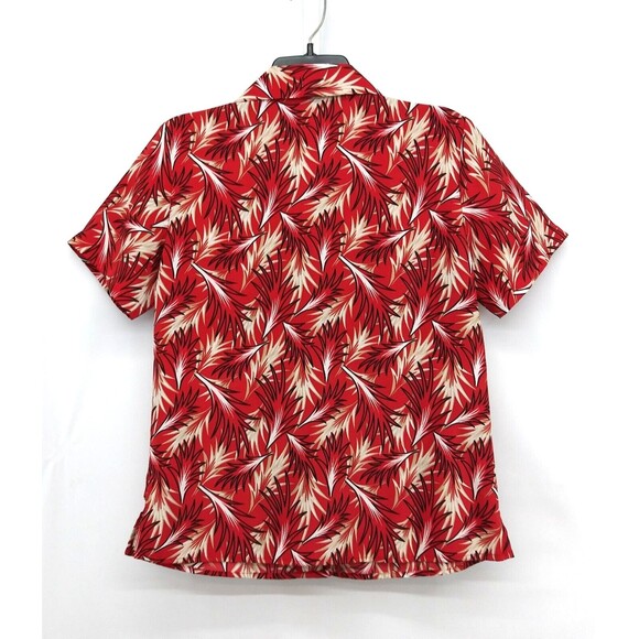Elementz Shirt Womens Size Small Red Tropical Short Sleeve Button Up Top - Picture 3 of 6